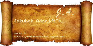 Jakubek Adorján névjegykártya